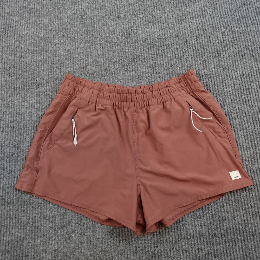 Vuori Dash Shorts Womens Large Brown Lined Quick Dry Zip Pockets VW367